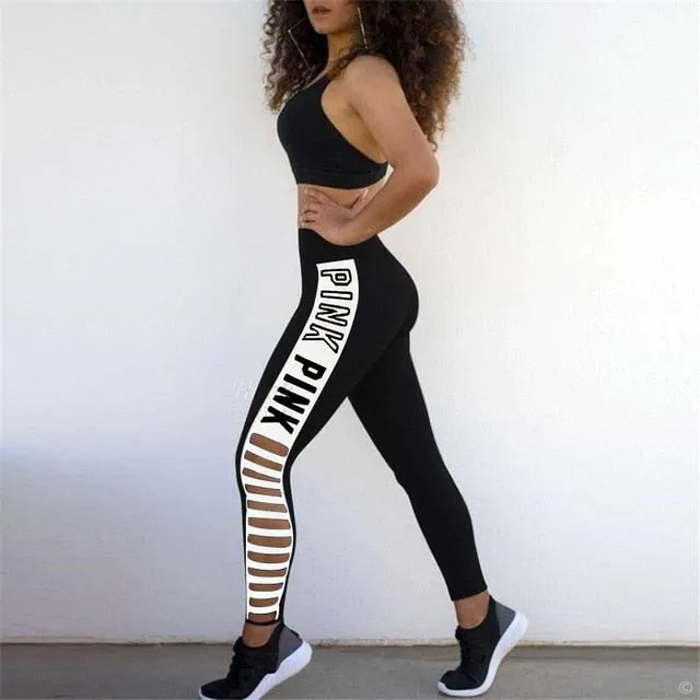 Women leggings Pink Letter Print