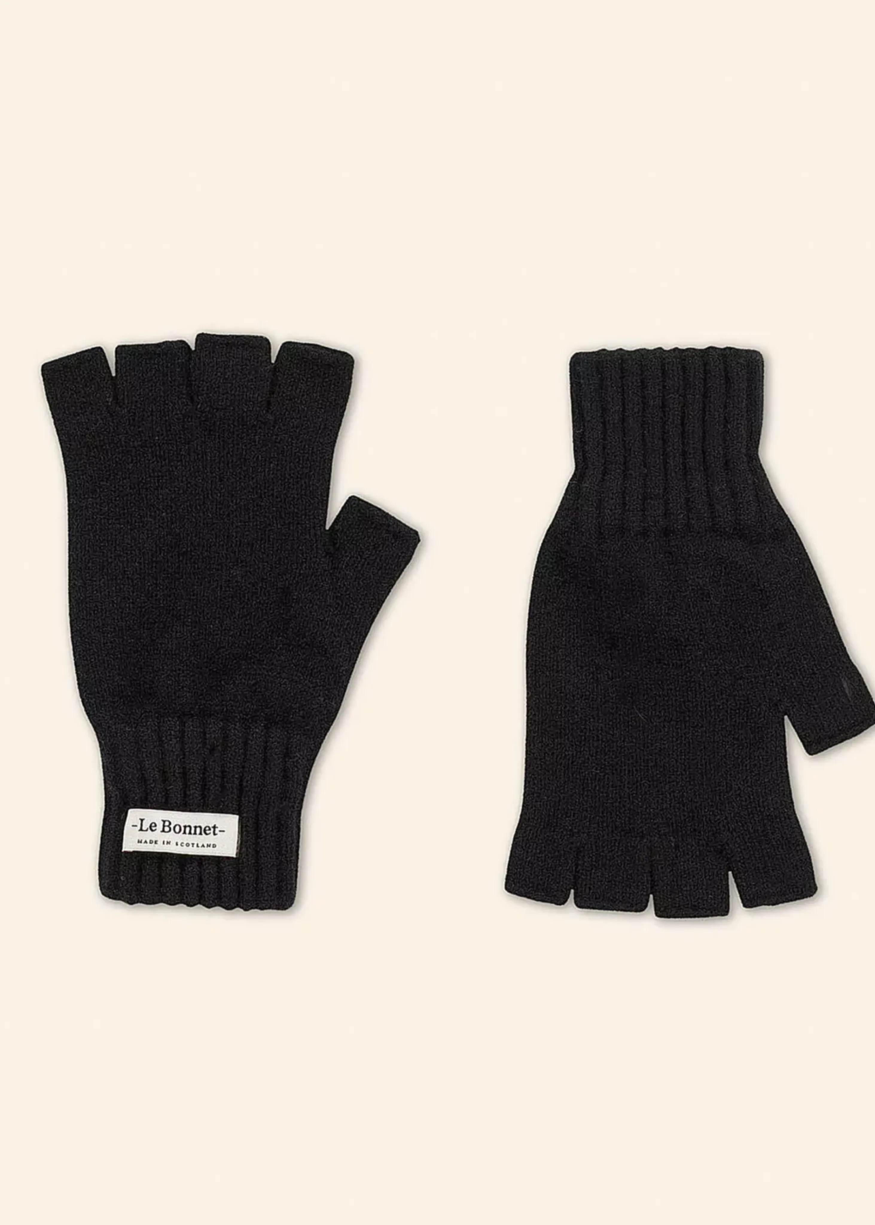 Wool fingerless gloves, onyx