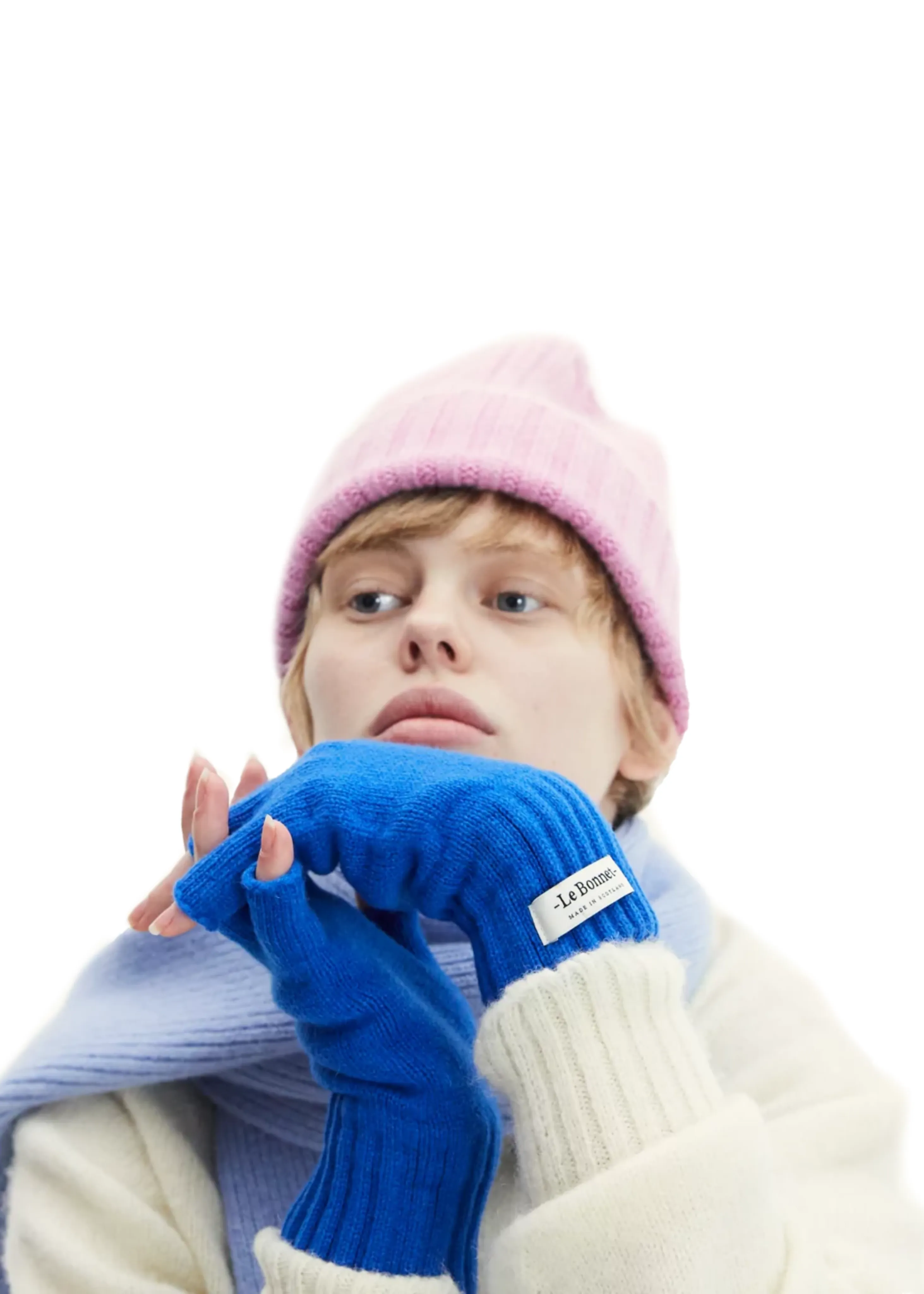 Wool fingerless gloves, royal azure