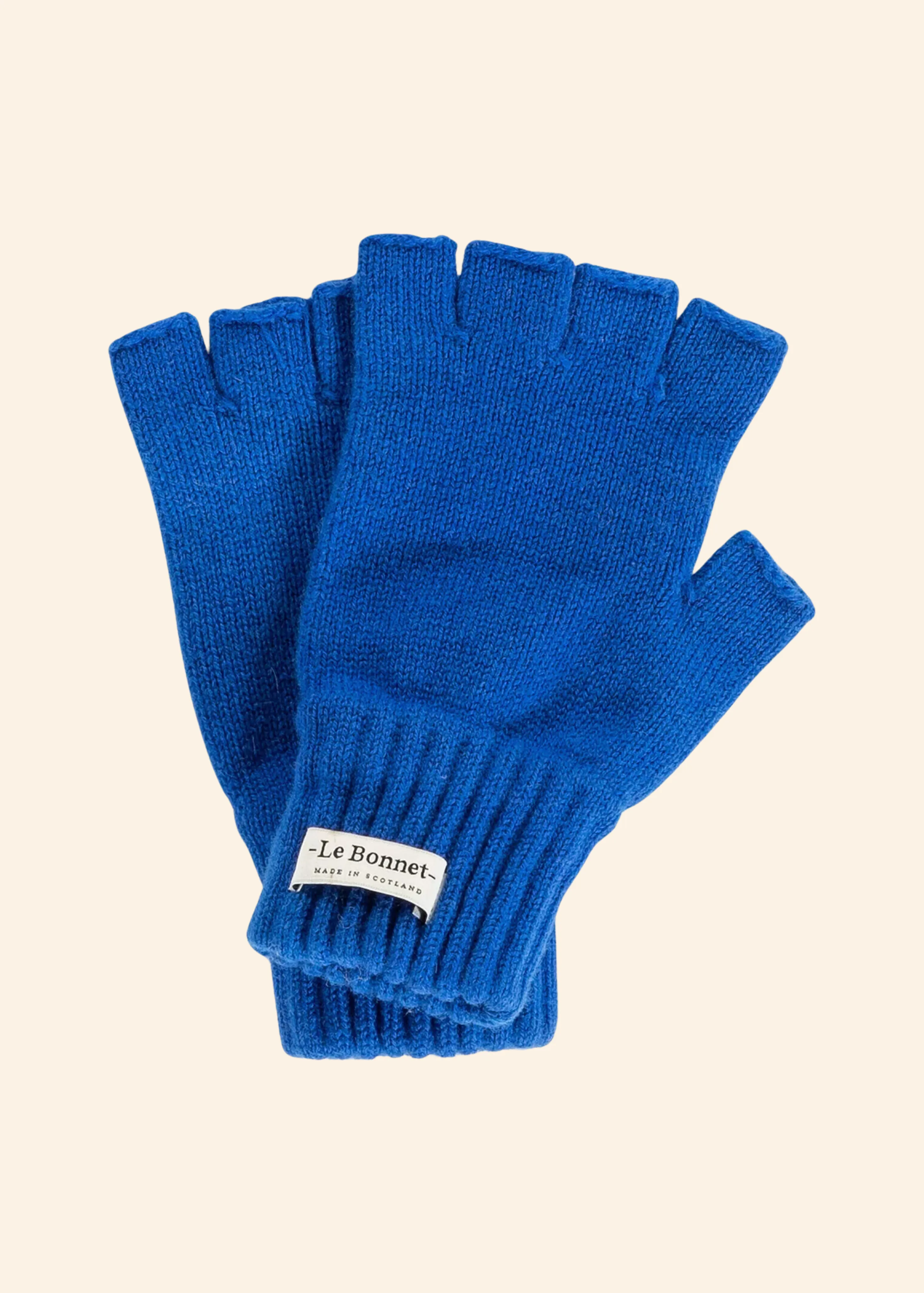 Wool fingerless gloves, royal azure