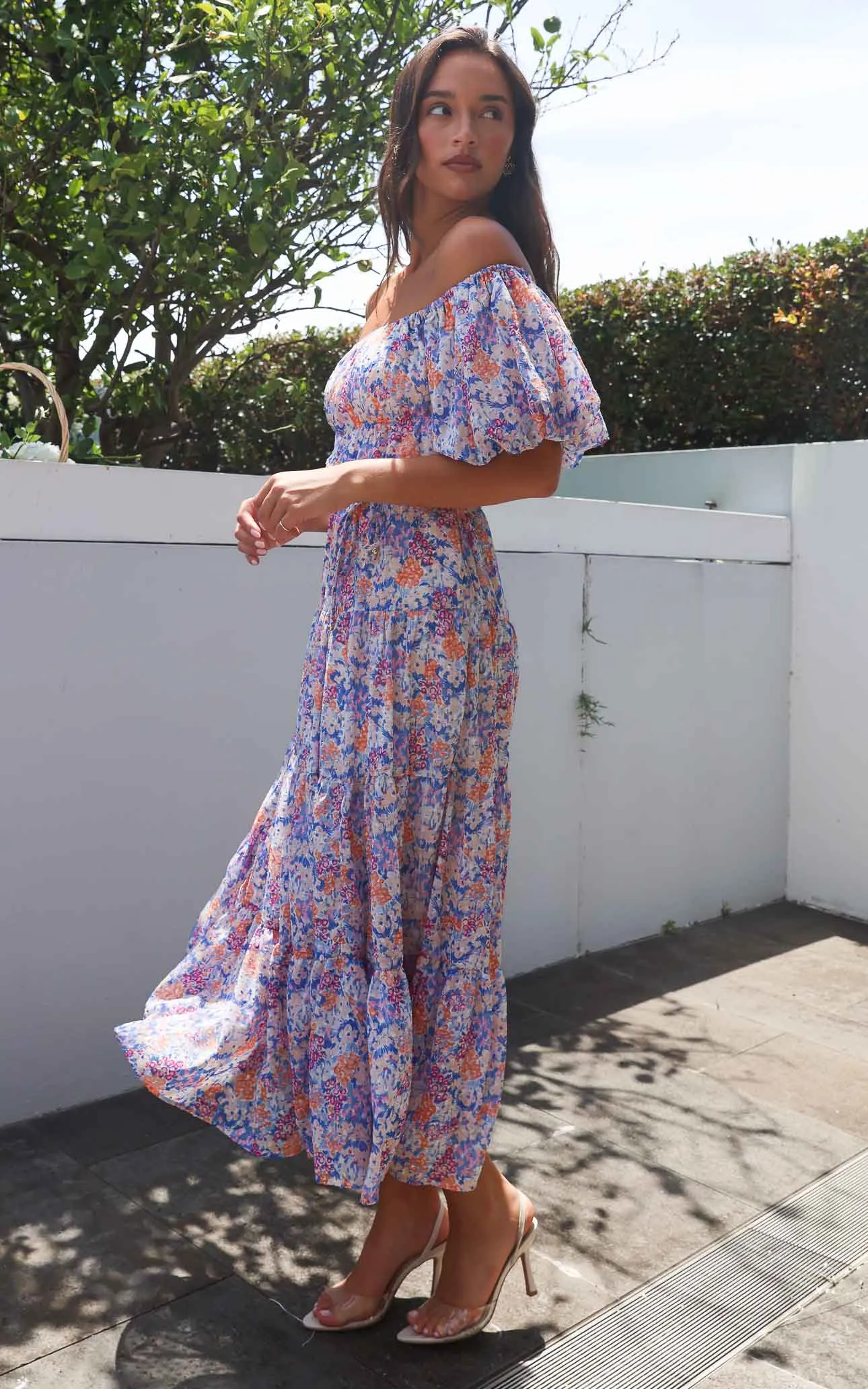 Zanetti Maxi Dress - Blue Multi Floral Texture