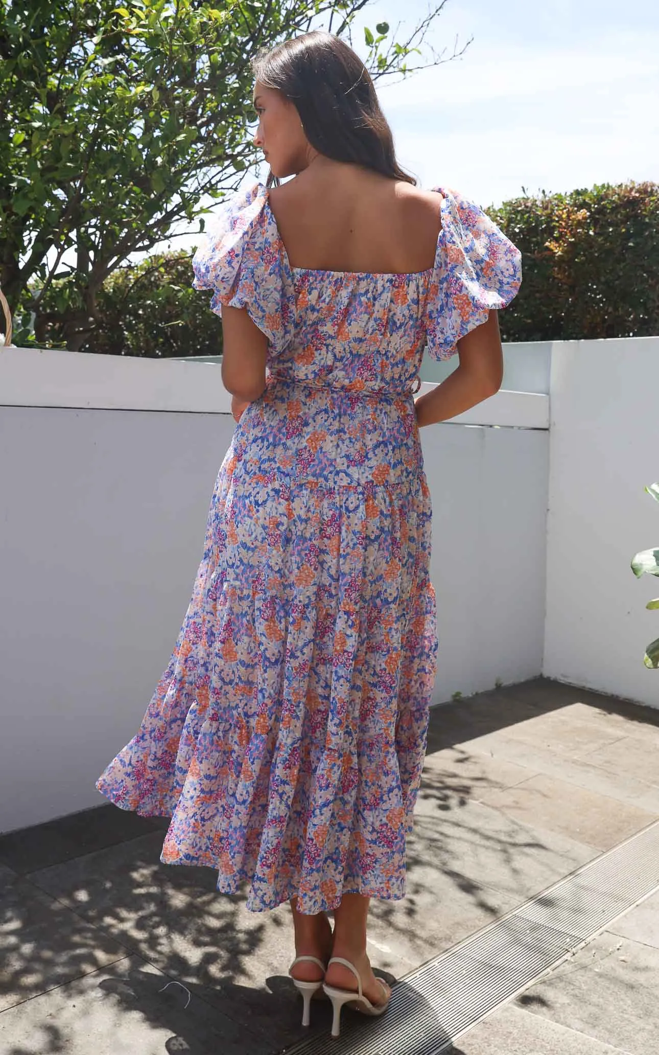 Zanetti Maxi Dress - Blue Multi Floral Texture